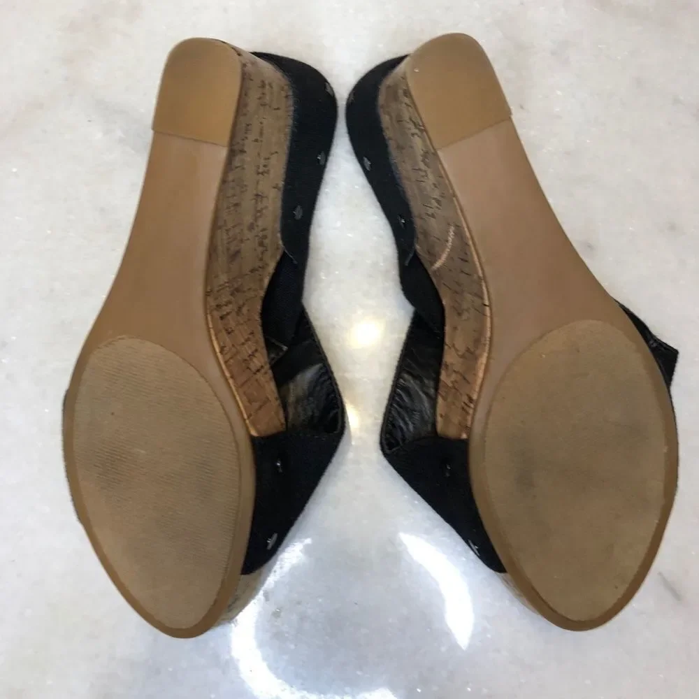Coach and Four black strap wedge sandals size 10 - Picture 4 of 10